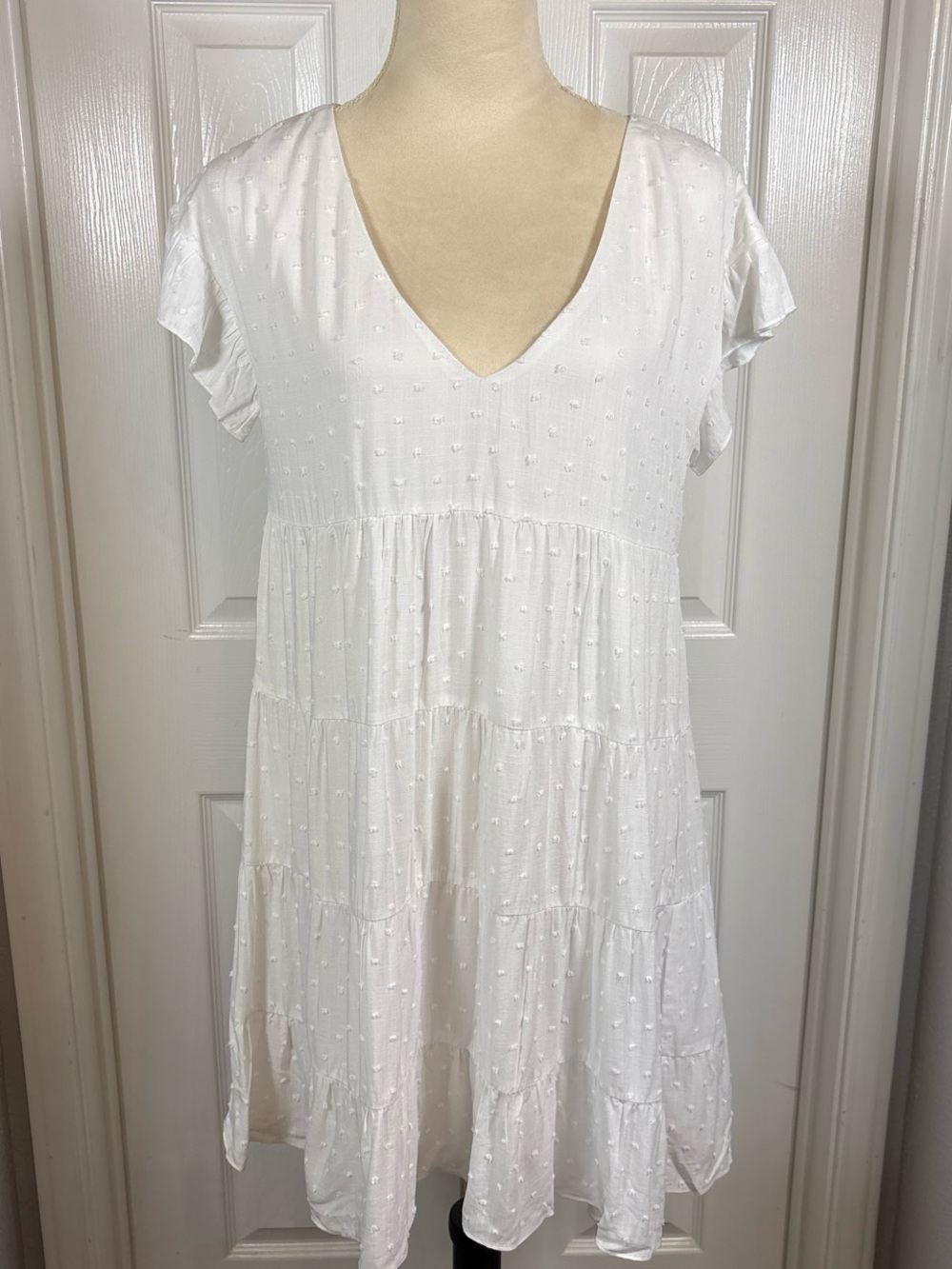 Socialite White Swiss Dot Tiered Midi Dress Feminine Poetcore
